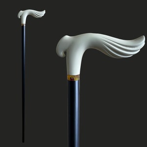 White Bird Cane Walking Stick Wood Wooden Cane Handcarved Carving Handmade  Walking Cane For Women and Men