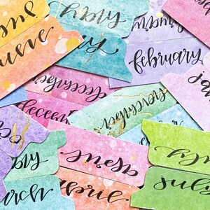 ADHESIVE Watercolor Planner Tabs | Planner Tabs | Monthly Tabs | Adhesive Tabs | Watercolor Tabs | Notebook Tabs | Monthly Planner | Month