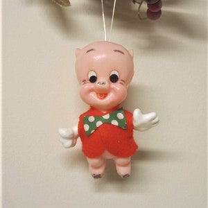 70s Porky Pig Ornament Plastic Porky Pig Warner Bros Xmas Vintage Porky Pig Tree Decor