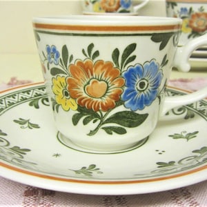 4 tasses à thé Villeroy & Boch Alt Amsterdam Années 80, florales, Villeroy Boch, vendues à l&#39;unité