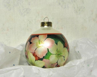 2002 Hallmark Ornament Vintage Christmas Floral Hallmark Glass Ball Ornament Hallmark Keepsake
