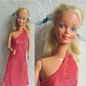80s Superstar Barbie with Red Gown Vintage Barbie Red Glitter Dress 1986 Blonde Barbie Malaysia image 1