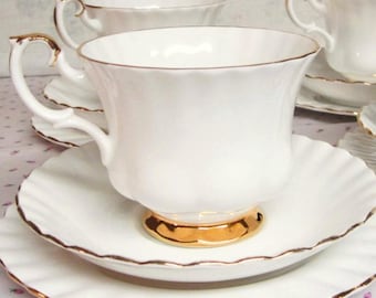 Val D'Or Teacup Trio Royal Albert England 80s Teacup Set Sold Individually As 1 Trio Set
