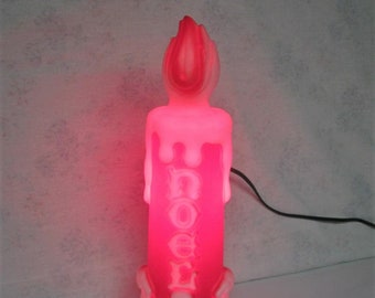 Blow Mold Candle Empire Plastic 70s Illuminated Candle Noel Candle Xmas Candle Light Working