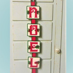 Christmas Needlepoint NOEL Wall Hanging 70s Handmade Xmas Decor Noel