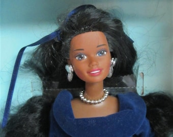 Avon Winter Velvet Barbie 1995 African American Barbie Special Edition Vintage Avon Barbie