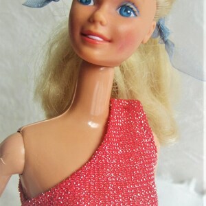 80s Superstar Barbie with Red Gown Vintage Barbie Red Glitter Dress 1986 Blonde Barbie Malaysia image 9