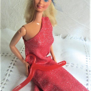 80s Superstar Barbie with Red Gown Vintage Barbie Red Glitter Dress 1986 Blonde Barbie Malaysia image 6