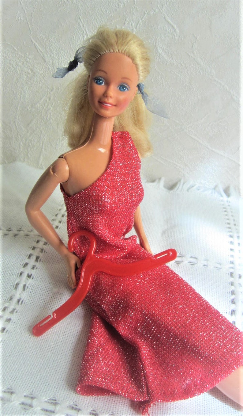 80s Superstar Barbie with Red Gown Vintage Barbie Red Glitter Dress 1986 Blonde Barbie Malaysia image 6