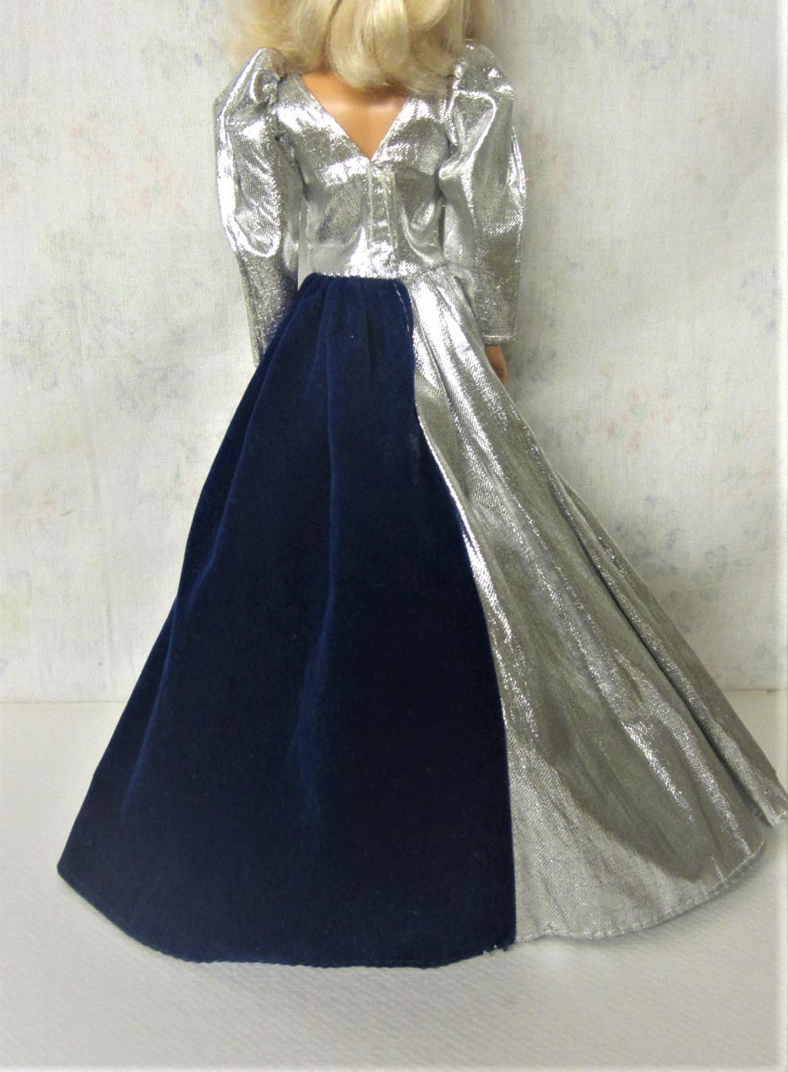Barbie Silver Gown Vintage Barbie Metallic Dress Silver & Blue - Etsy