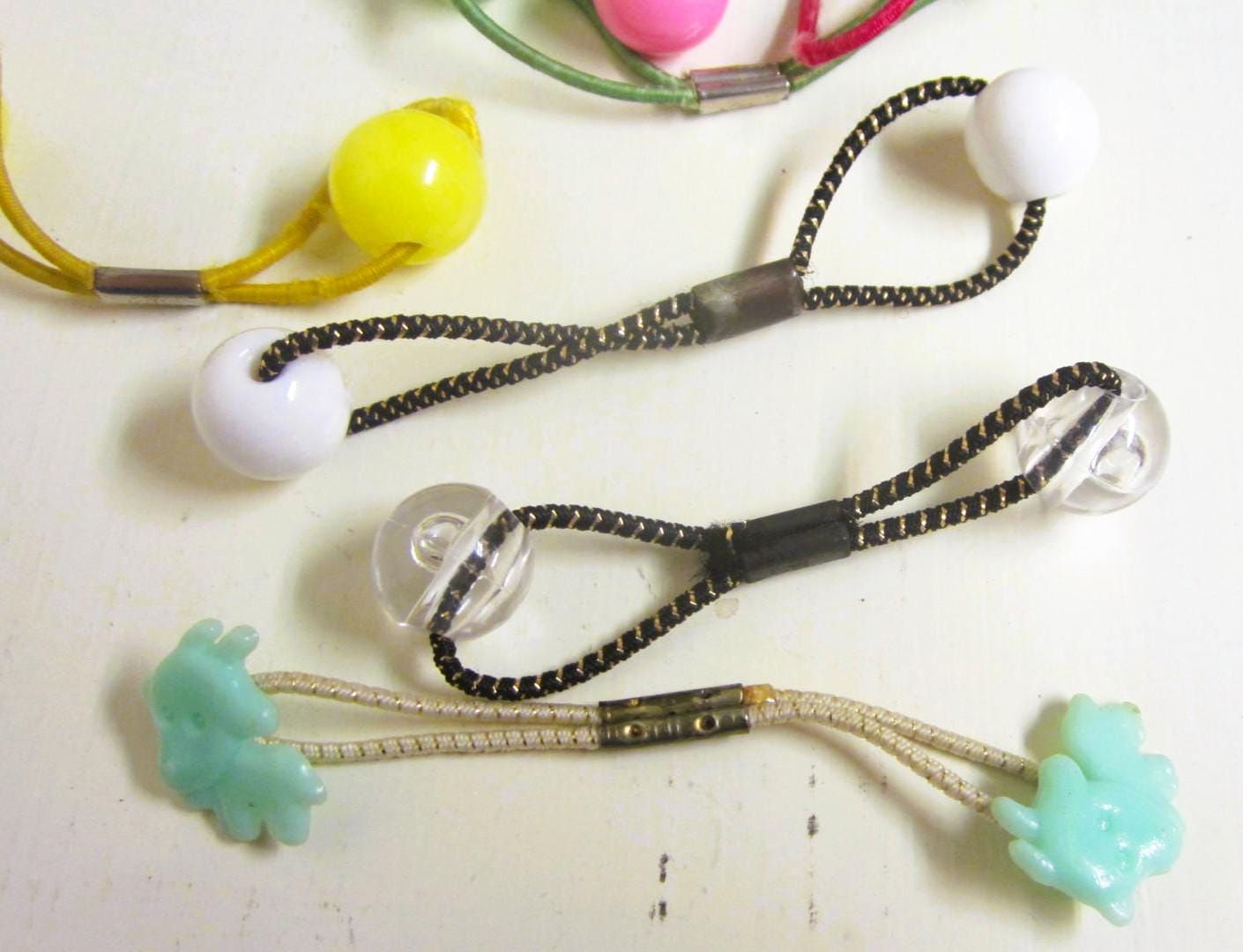 Vintage Goody Twin Bead Ponytail Holders Hair Knocker Balls 1980\'s NOS Prop Sold Ind - Vintage Goody Ball Hair Tie Ponytail Holders, 80s  main image 3