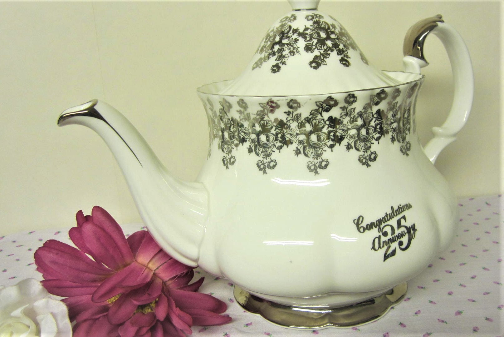Royal Albert 25th Anniversary Teapot 70s Royal Albert Tea Pot Etsy