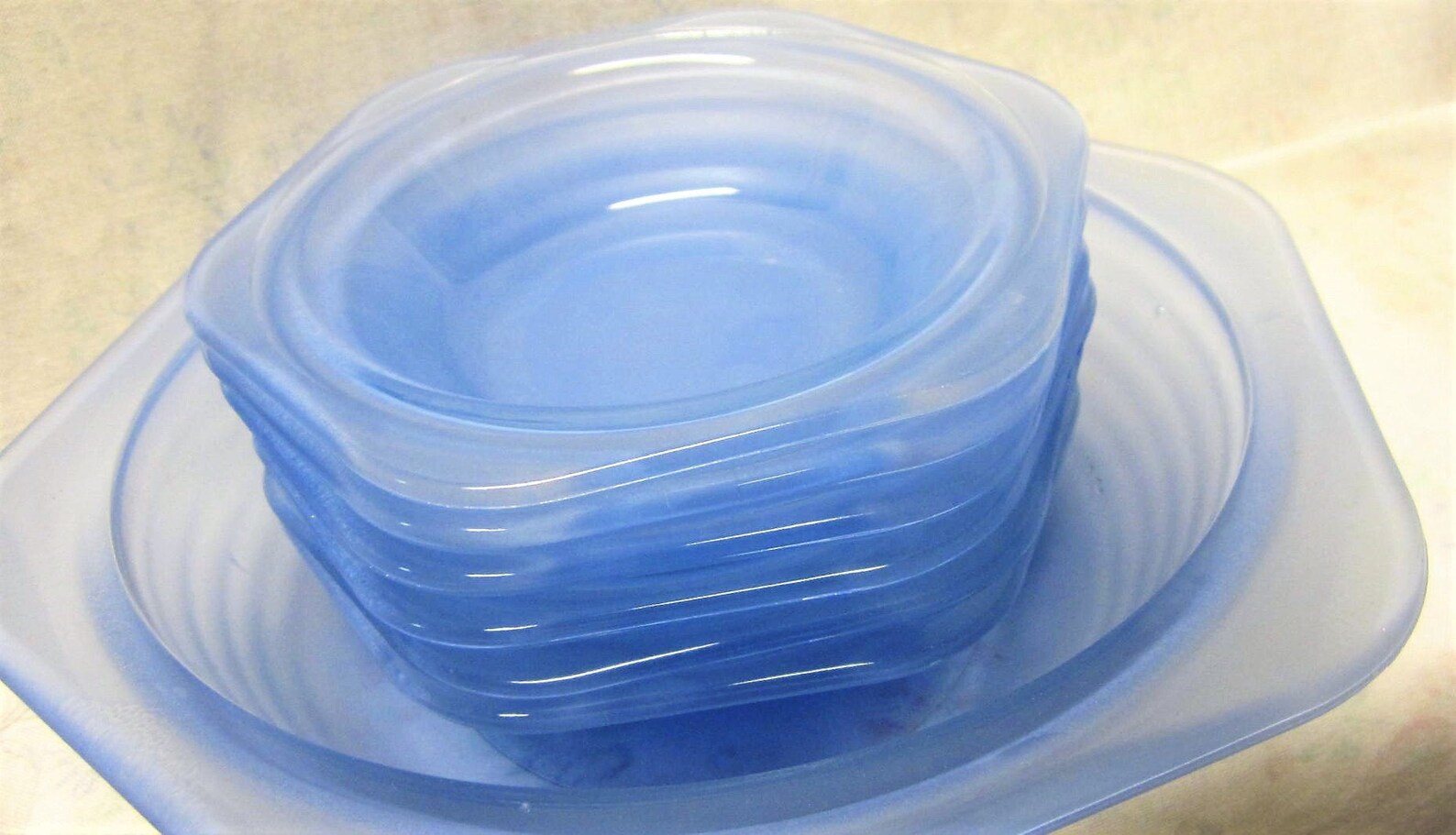 Blue Glass Dessert Bowl Set Phoenix England Hexagon Bowls Etsy