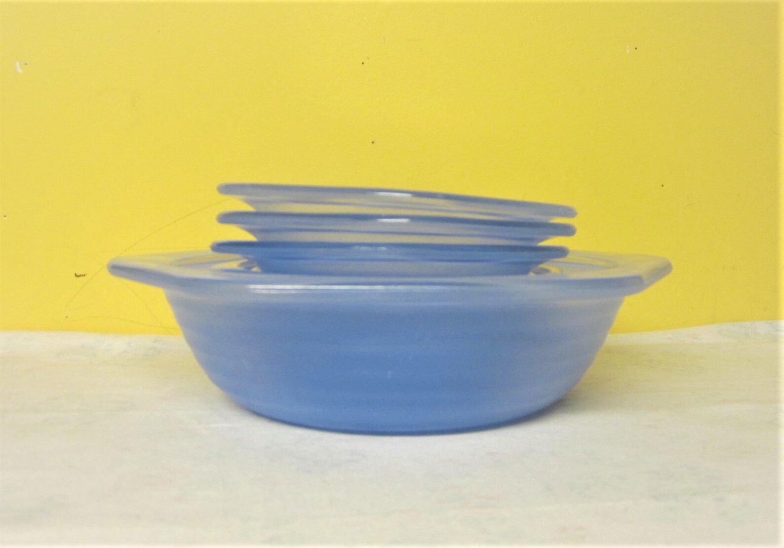 Blue Glass Dessert Bowl Set Phoenix England Hexagon Bowls Etsy