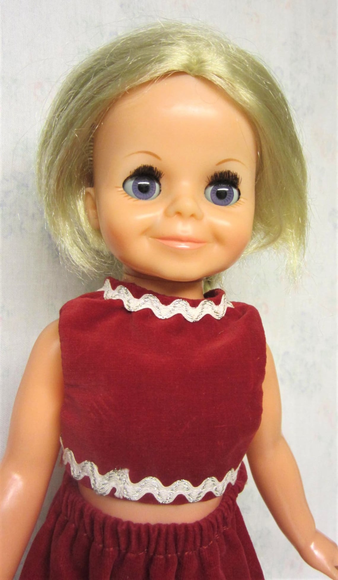 1970 Ideal Velvet Doll with Growing Hair Red Velvet Dress Etsy
