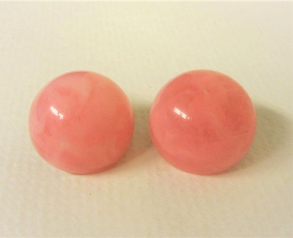 Hong Kong Lucite Dome Earrings Bubblegum Pink Cli… - image 5