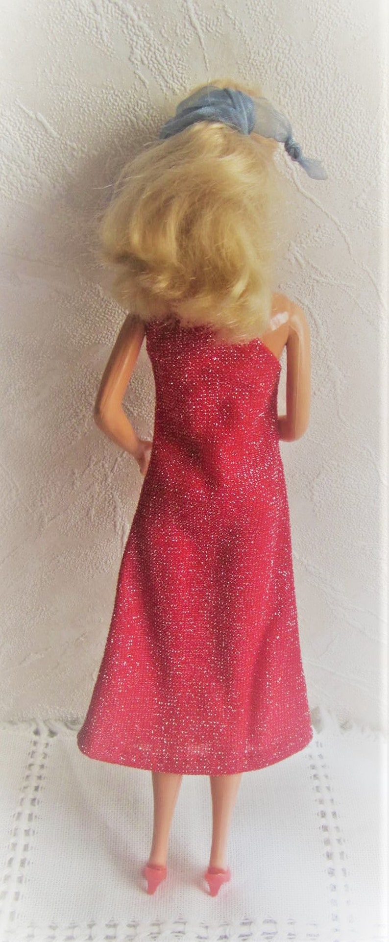 80s Superstar Barbie with Red Gown Vintage Barbie Red Glitter Dress 1986 Blonde Barbie Malaysia image 3
