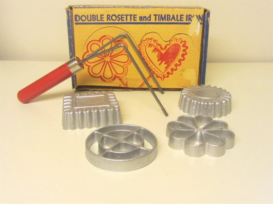 Nordic Ware Rosette & Timbale Set 50s Iron Patty Molds With Box Swedish