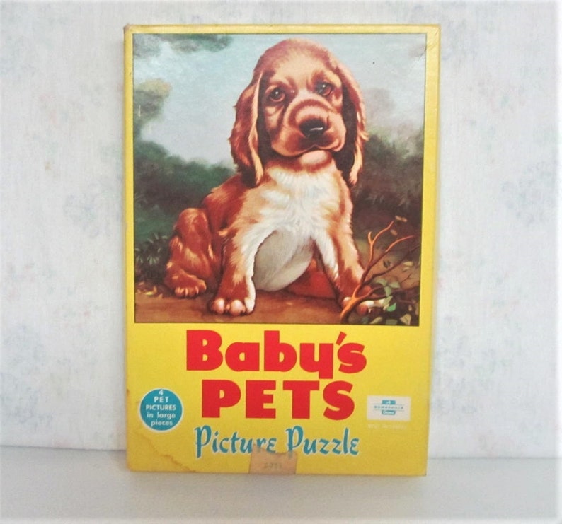 Pre School Animal Puzzles 60s Baby Pets Puzzle Game Original Box 3 shops Puzzles Nursery Jigsaw