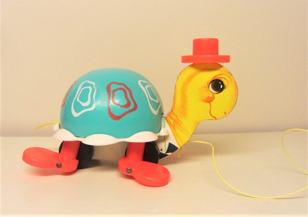 1962 Fisher Price Turtle 773 60s Pull Toy FP Tip Top Turtle Fisher