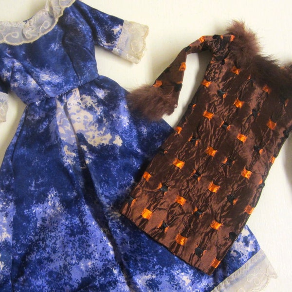 60s Handmade Tammy Doll Dresses Purple Dress Brown Dress for Tammy & Tressy Dress Set