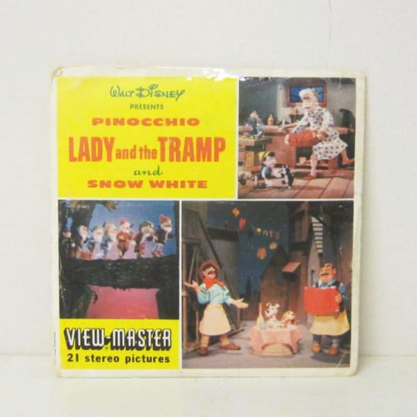 Walt Disney View Master Reels Pinocchio & Snow White 60s Sawyer's Reel Set