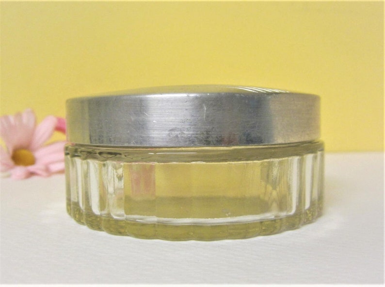 Vintage Powder Jar 50s Glass Makeup Jar Glass Vanity Jar John Etsy