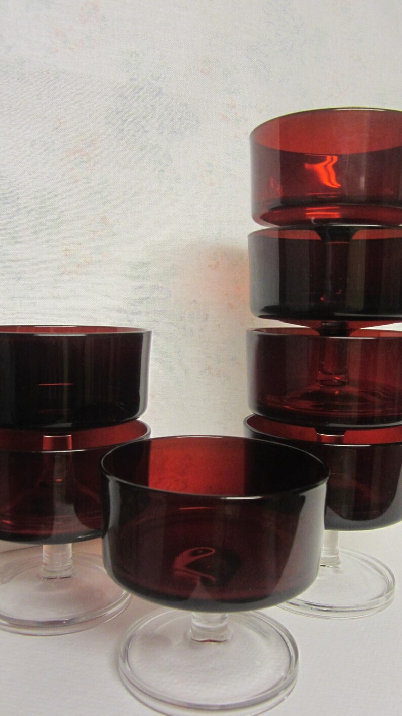 Luminarc Red Dessert Bowls Arcoroc France Luminarc Cavalier Etsy