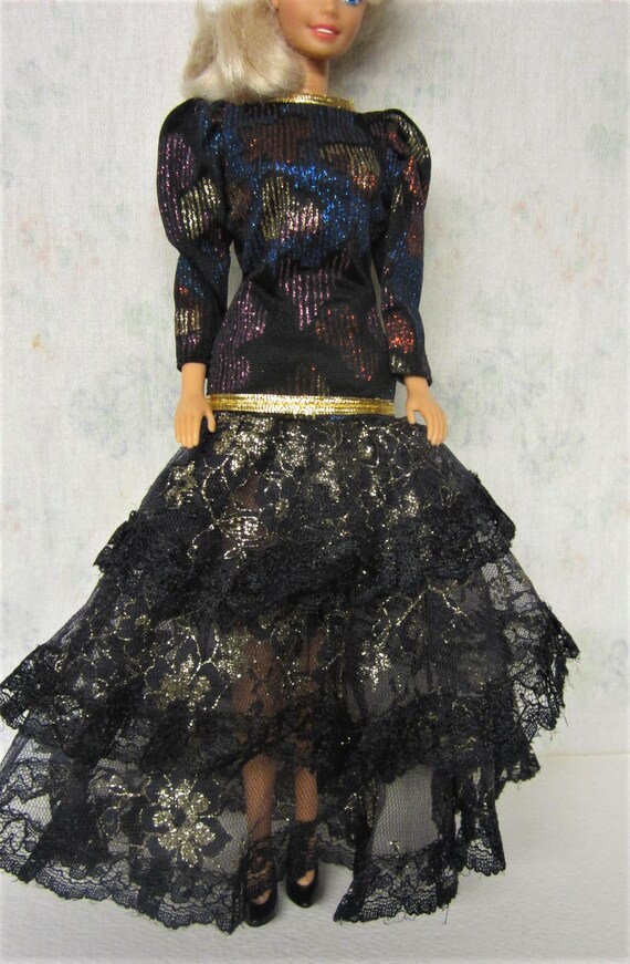 90s Haute Couture Barbie Elegant Outfit Black Skirt Set - Etsy