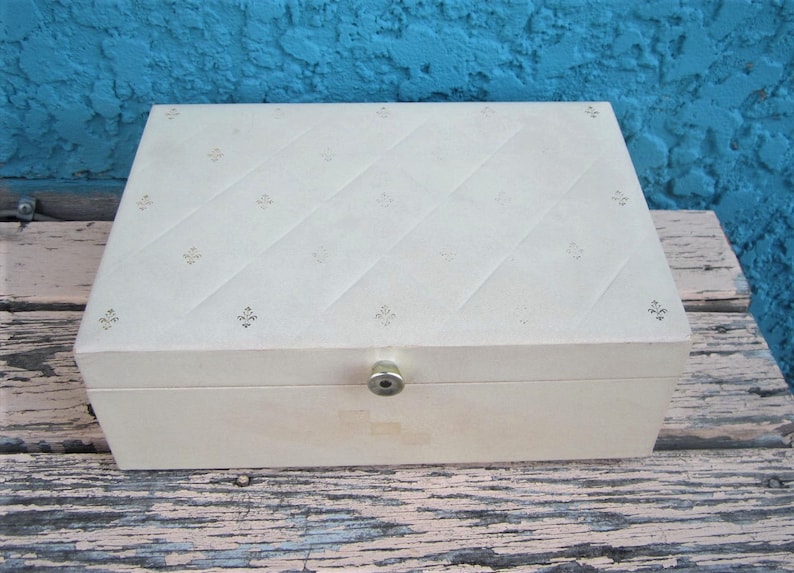 60s Cream Jewelry Box With Red Velvet & Satin Vinyl Jewel Box Etsy