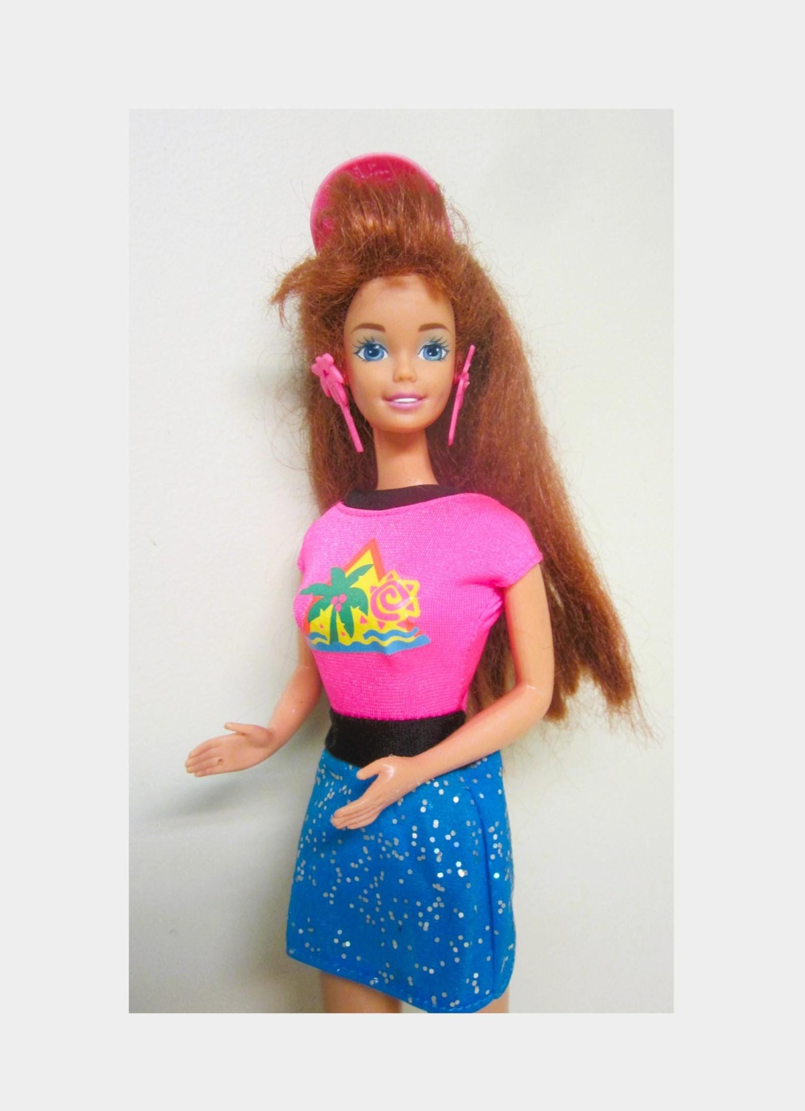 1993 Glitter Hair Redhead Barbie: Neon Outfit, Original Dress