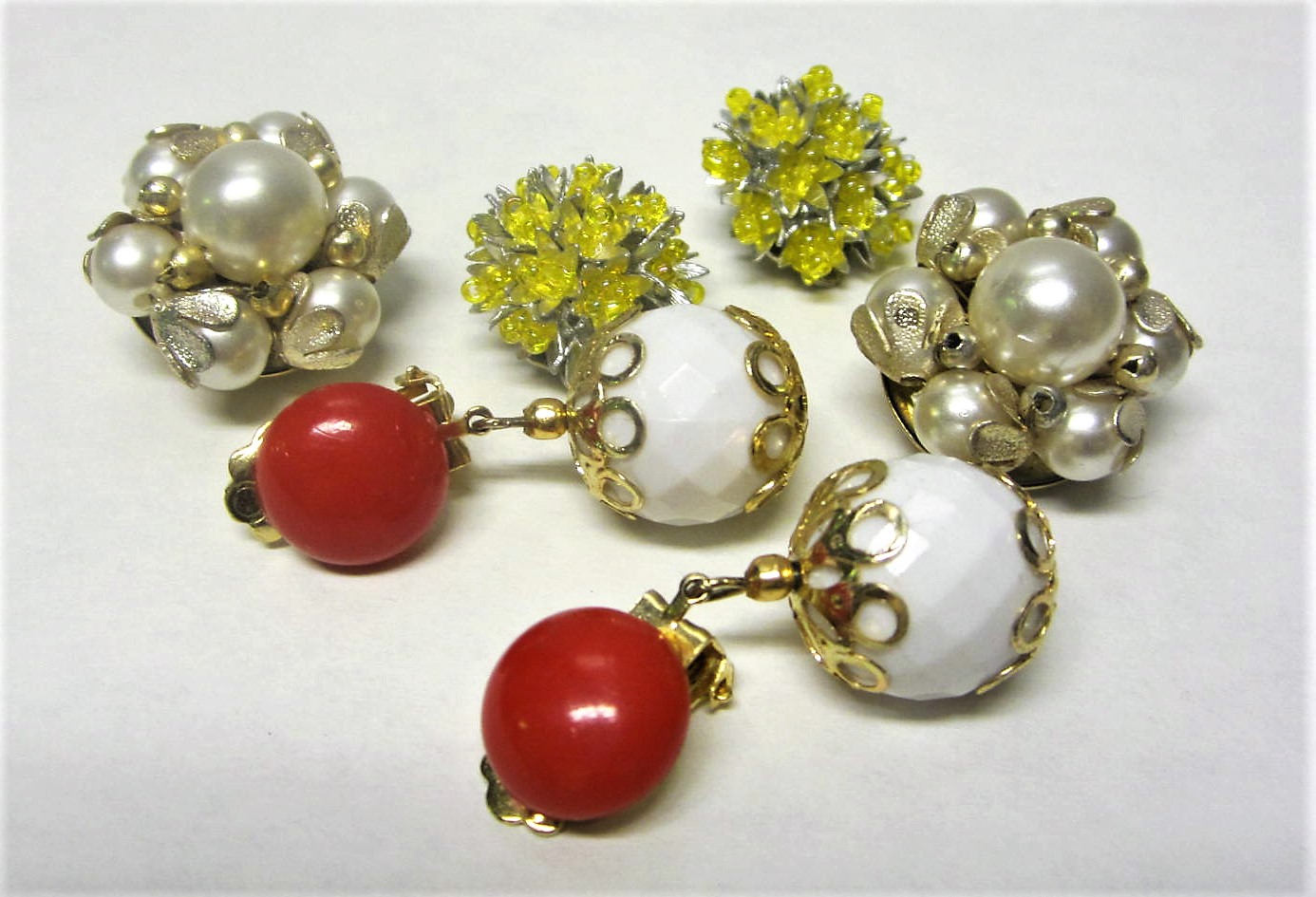 Earring Lot Beaded Clip On Earrings Signed Hong Kong 1960s Lot Etsy