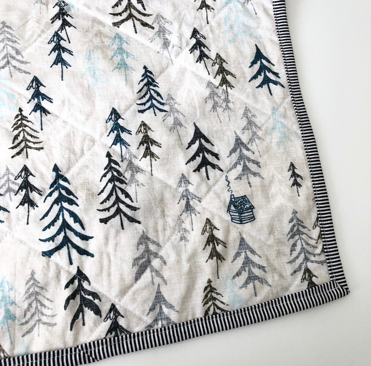 Woodland Modern Baby Quiltwholecloth Baby Boy Twin Quiltbaby Etsy