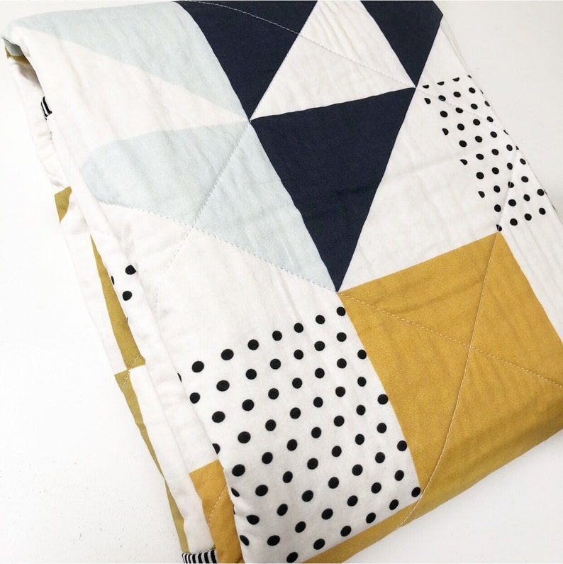 Bear Puzzlecloth Modern Wholecloth Baby Quilt-Twin Boy Quilt-Baby Quilt Blanket-Woodland Baby Quilt, Indie Baby Quilt-Navy, Mint, Grey image 4