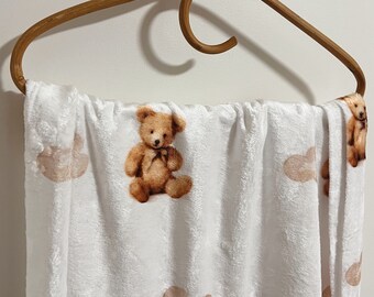 Teddy Bear Blanket, Faux Fur Baby Blanket, Minky Blanket, Minky Blanket, Toddler Blanket