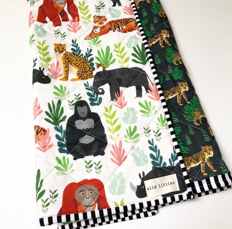Safari Jungle Modern Baby Quiltwholecloth Baby Boy Girl Etsy