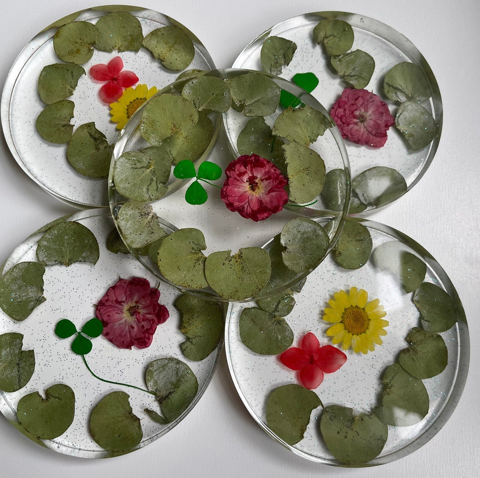 Floral 5 Piece Resin Set Etsy