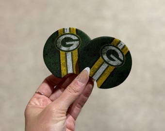 Posavasos para coche Gren Bay / Accesorios para coche / Wisconsin / Posavasos para coche / Sublimación / Packers / Fútbol / Posavasos para vehículos / Juego de 2