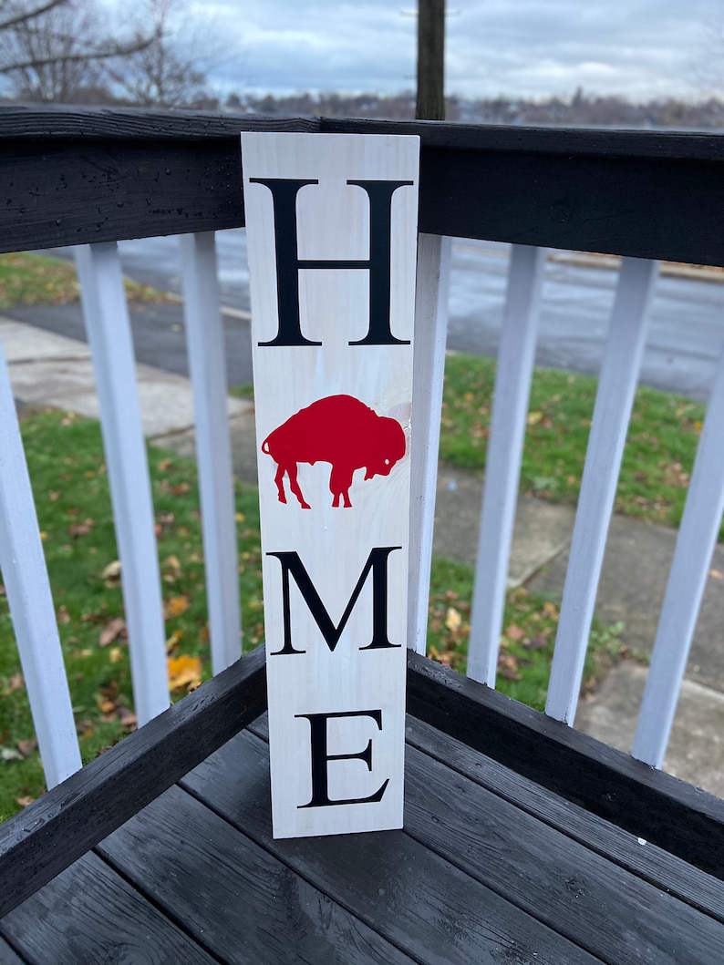 HOME Buffalo Bills Sign Porch Sign Home Sign Buffalo Bills Fan Football Sign NFL Sign Entryway Sign Home Decor Bills Mafia image 1