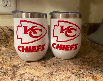 Kansas City Chiefs Insulated Wine Cup | KC Football | Wine Tumbler | Football Team Wine Tumbler | Stainless Steel Wine Holder| Insulated Cup