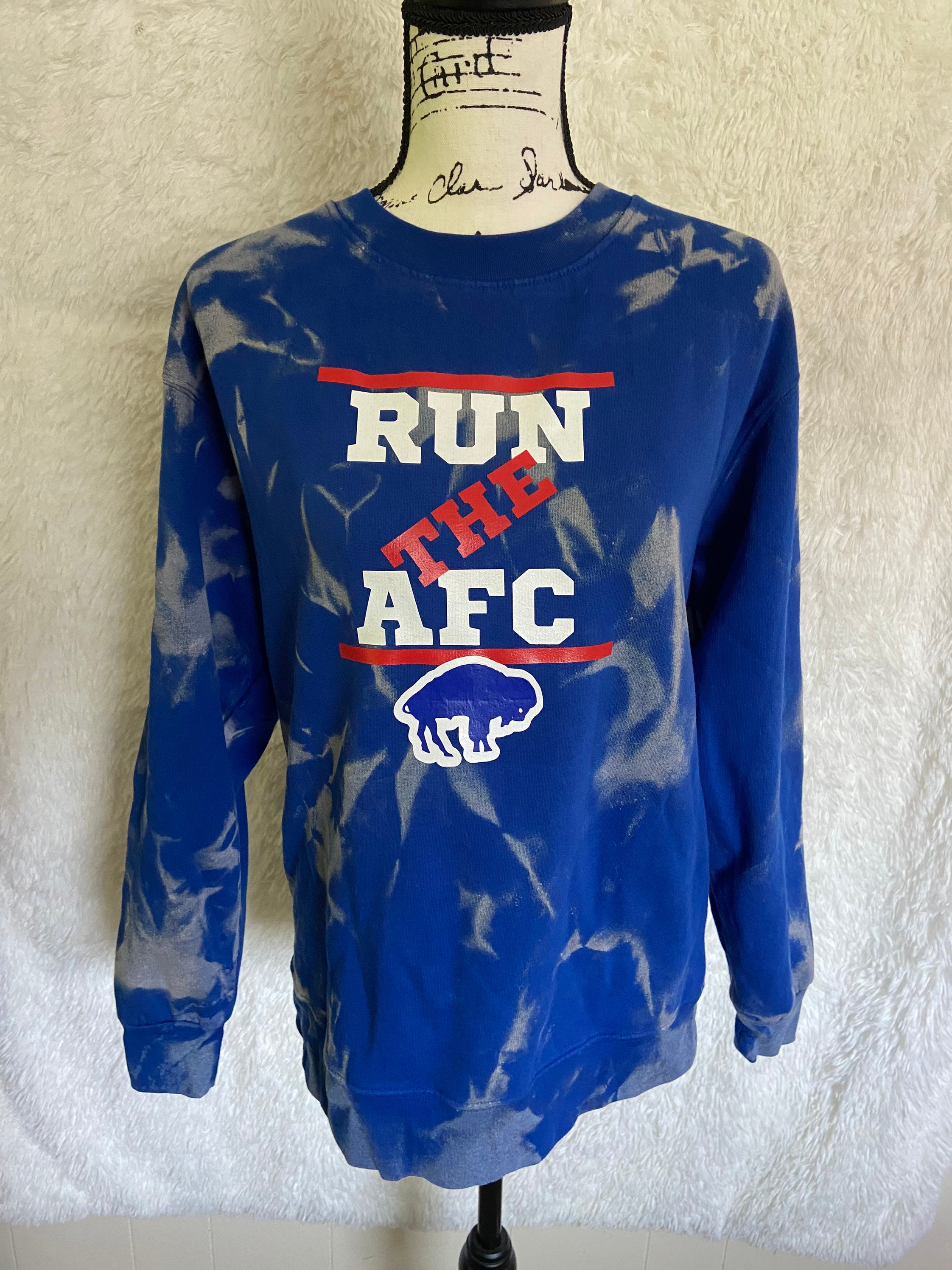Run the AFC Buffalo Bills Sweatshirt Buffalo Bills Bills Apparel Bleached Tie Dye Bills Mafia AFC Football