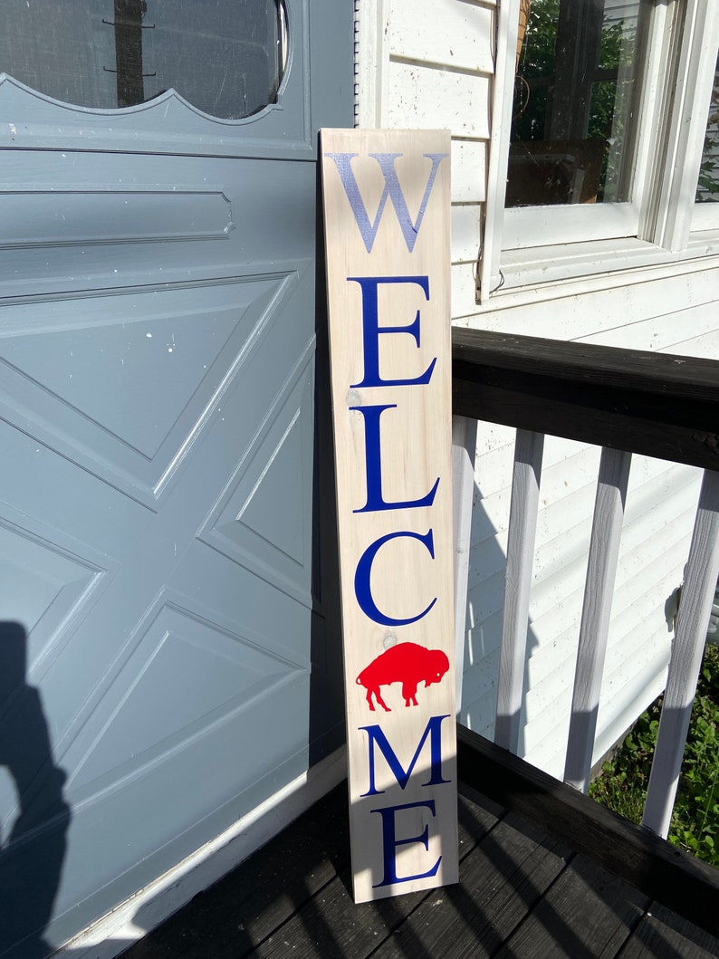 Throwback Logo Buffalo Bills Welcome Sign Buffalo Bills Sign Football Sign Buffalo Bills Mafia Welcome Sign Porch Sign image 3