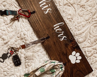 Zijn Hers Paw Key Sign | Leibandhouder | Sleutelhouder | Boerderij | Sleutelhanger | Hondenriem | Zijn Hers Holder | Pootafdruk | | Wanddecoratie |