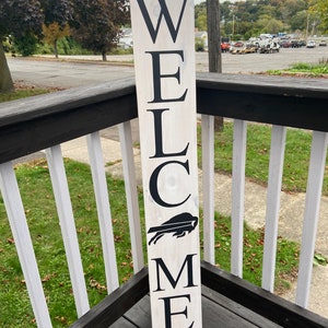 Welcome Buffalo Bills Sign Buffalo Bills Porch Sign Front Porch Sign Football Sign Welcome SIgn Housewarming Gift NFL Buff image 1