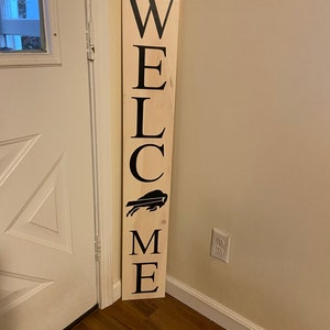 Welcome Buffalo Bills Sign Buffalo Bills Porch Sign Front Porch Sign Football Sign Welcome SIgn Housewarming Gift NFL Buff image 4