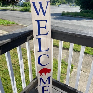 Throwback Logo Buffalo Bills Welcome Sign Buffalo Bills Sign Football Sign Buffalo Bills Mafia Welcome Sign Porch Sign image 1