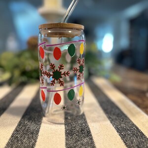 Luces de Navidad / Vaso Libbey / Taza de café / Taza de café de vidrio / Navidad / Café helado / Taza de café / Vaso / Taza de viaje / Navidad