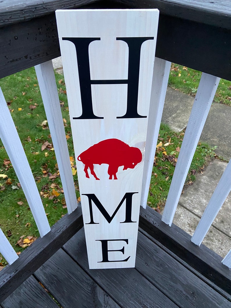 HOME Buffalo Bills Sign Porch Sign Home Sign Buffalo Bills Fan Football Sign NFL Sign Entryway Sign Home Decor Bills Mafia image 4