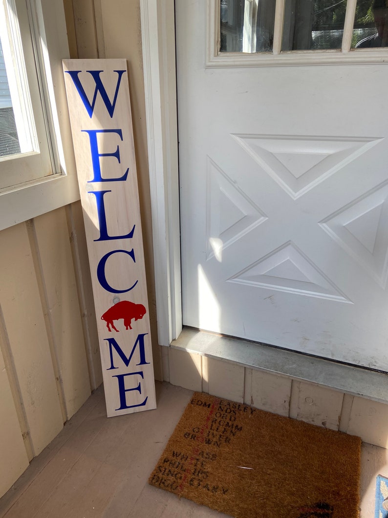 Throwback Logo Buffalo Bills Welcome Sign Buffalo Bills Sign Football Sign Buffalo Bills Mafia Welcome Sign Porch Sign image 4