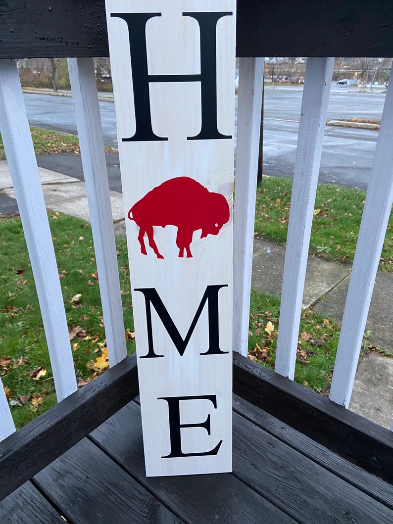 HOME Buffalo Bills Sign Porch Sign Home Sign Buffalo Bills Fan Football Sign NFL Sign Entryway Sign Home Decor Bills Mafia image 3